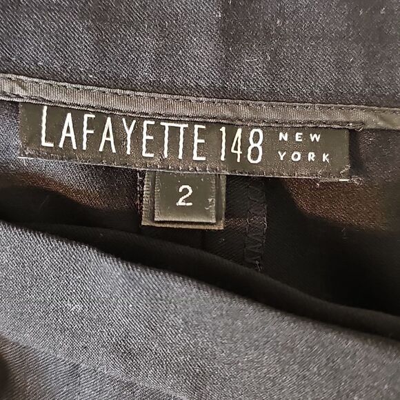 Lafayette 148 New York Stretch Wool Unlined Straight Black Dress Pants 2 - Picture 9 of 10